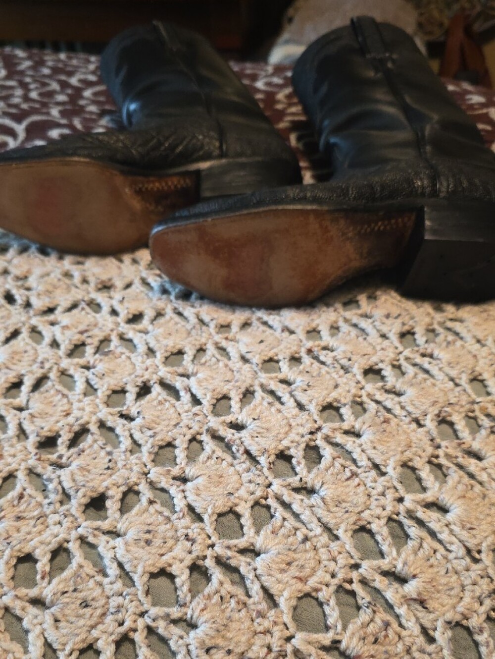 Vintage Mens Lucchese Black Leather Western Boots - Picture 5 of 9